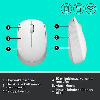 Logitech M171 Kablosuz Mouse-Beyaz 910-006867