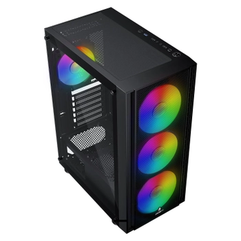 GameBooster CASTLE A651B 600W APFC USB 3.0 Mesh 4*Rainbow Fanl� Mid-T ATX Gaming Siyah Kasa
