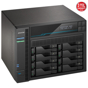 Asustor AS6508T 8Gb DDR4 Ram 8 Yuval� (8x22TB Destek) 2xM.2 NVMe PCI-e 2x10GbE 2x2.5GbE Network 2xUSB 3.2 Tower NAS (Yedekleme) Depolama Cihaz�