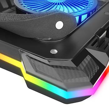 Rampage S49 Cyclone Siyah 10 Mode RGB 140mm Fanl� 19�n� LED Ekranl� Notebook So�utucu Stand
