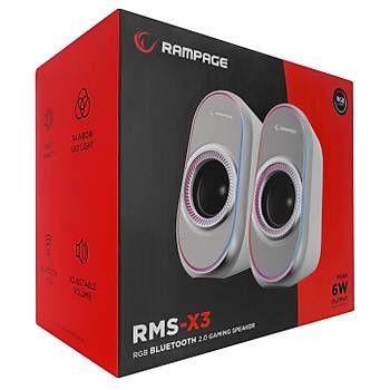 Rampage RMS-X3 2.0 6W Bluetooth �zellikli Beyaz Multimedia RGB I��kl� Gaming USB Speaker