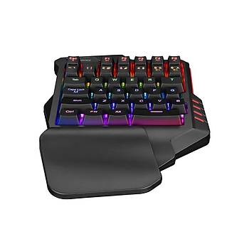 Rampage MIRACLE K1 Siyah USB Led Işıklı Q 35 Tuşlu Multimedya Mini Blue Switch Gaming Oyuncu Klavyesi
