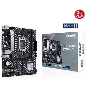 Asus PRIME B660M-K D4 Intel LGA1700 DDR4 Micro ATX AnakartAsus PRIME B660M-K D4 Intel LGA1700 DDR4 Micro ATX Anakart
