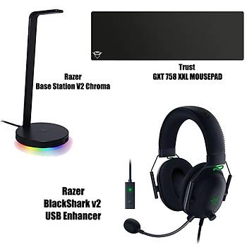Razer BlackShark v2 USB Enhancer + Trust  GXT 758 XXL  Mousepad + Razer Base Station V2 Chroma