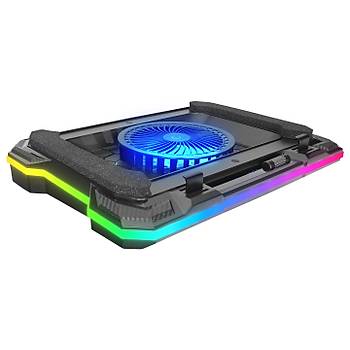 Rampage S49 Cyclone Siyah 10 Mode RGB 140mm Fanl� 19�n� LED Ekranl� Notebook So�utucu Stand