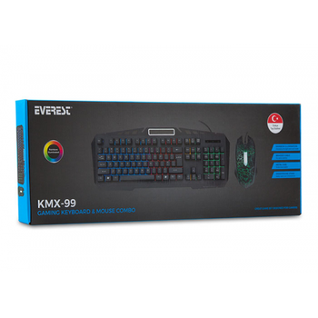 Everest KMX-99 Rainbow I��kl� T�rk�e Q USB Kablolu Gaming Klavye Mouse Set