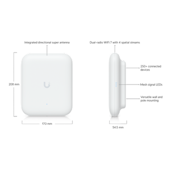 UBIQUITI UAP-U7-PRO-Outdoor UniFi Triple Band 5765Mbps Wifi6 Tavan Tipi Access Point (Poe Adapt�r ��kmaz)