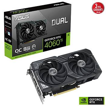 Asus DUAL-RTX4060TI-O8G OC 8GB GDDR6 HDMI DP 128Bit Ekran Kart