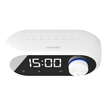 ASONIC AS-W6 Beyaz 5W USB AUX Bluetooth Kablosuz Ta��nabilir 1200mAh Batarya Alarml� Saat Derece ve Speaker