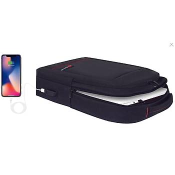 Mack MCC-007 17.3 İnç Office USB Girişli Siyah Notebook Sırt Çantası