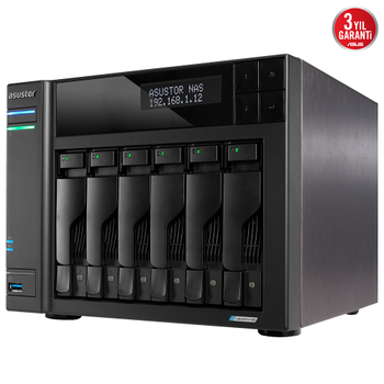 Asustor AS6706T 8Gb DDR4 Ram 6Yuval� 6x22TB Destek 4xM.2 Tower NAS Yedekleme Cihaz�