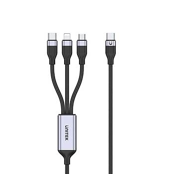 Unitek Type-C to Lightning/ USB-C/ Micro USB 1.5M �oklu �arj Kablosu 20W (C14101AGY01-1.5M)