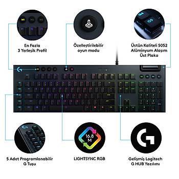 LOGTECH G G815 TACTLE MEKANK OYUNCU KLAVYES -LGHTSYNC RGB - SYAH 920-008993