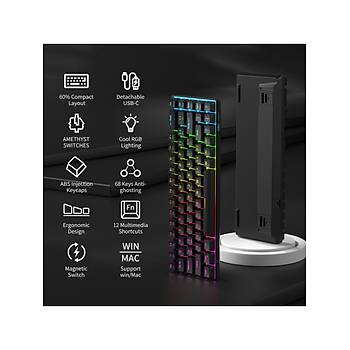 MageGee MK-BOX Pudding 68 Tu� RGB %65 TKL Red Switch Kablolu Siyah Mekanik Oyuncu Klavyesi