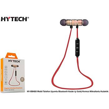 Hytech HY-XBK60 Gold-Krmz Mobil Telefon Uyumlu Bluetooth Kulak ii Mikrofonlu Kulaklk