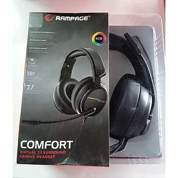 Rampage RGW9 Comfort 7.1 RGB USB Mikrofonlu Oyuncu Kulaklk (OUTLET)