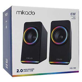 Mikado MD-182 2.0 3W-2 RGB Ayd�nlatmal� 3.5mm USB 5V Hoparl�r