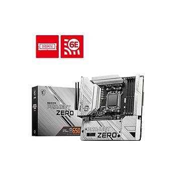 MSI B650M Project Zero AM5 DDR5 7600MHZ(OC) Hdmi DP M.2 USB3.2 2.5G Lan Wi-Fi 6E mATX Anakart