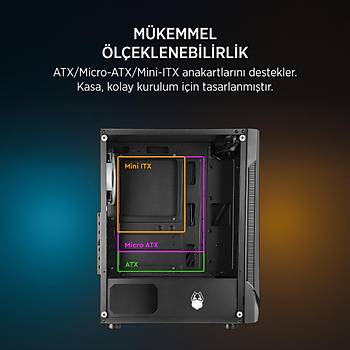 James Donkey Helix H800 4xRainbow Fan Temperli Cam 550W 80+ Bronze ATX Siyah Gaming (Oyuncu) Kasa