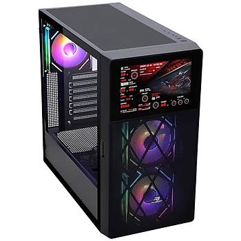 PowerBoost PB-P4367BB USB 3.0, ATX LCD Mesh Panel ARGB Fan Siyah Kasa