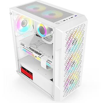 PowerBoost PB-P801AW 650w 80+ Bronze USB 3.0, ATX Mesh, RGB Fan Beyaz Kasa