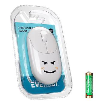 Everest SM-26 FASHION 2.4Ghz Beyaz Kabartmal Kablosuz Emoji Mouse
