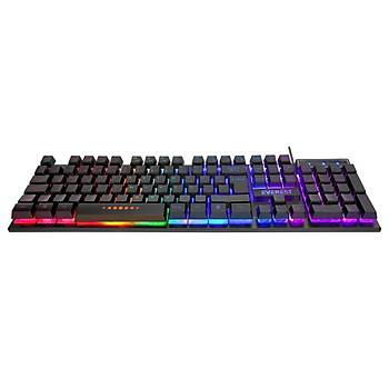 Everest KB-24 Siyah Membrane T�rk�e Q RGB Oyuncu Klavyesi