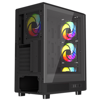 PowerBoost A600B 600W 80+ ATX USB 3.0 Rainbow Fanl� Mesh Siyah Gaming Kasa