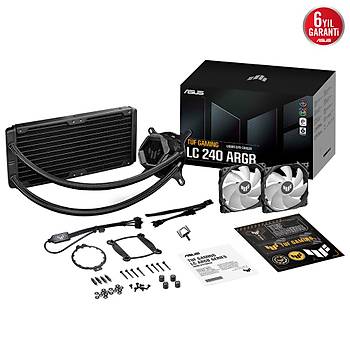 ASUS TUF GAMING LC 240 ARGB AIO AURA SYNC 120MM ADRESLENEBLR RGB FAN NCVM KAPLAMALI RGB POMPA KAPAI SIVI CPU SOUTUCUSU V2