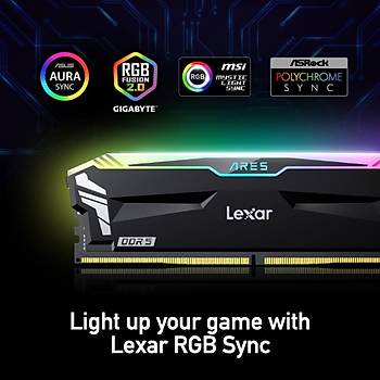Lexar Ares DT 32GB RGB DDR5 LD5EU016G-R6400GDLA (2X16) 6400Mhz CL32 1.4V Siyah Ram