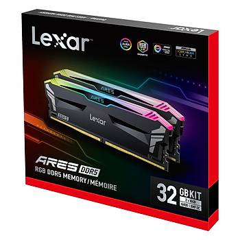 Lexar Ares DT 32GB RGB DDR5 LD5EU016G-R6400GDLA (2X16) 6400Mhz CL32 1.4V Siyah Ram