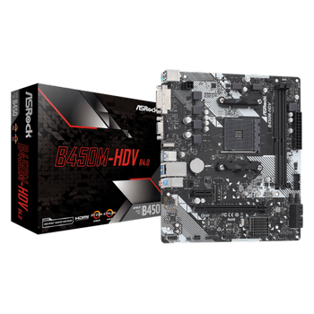 ASROCK B450M-HDV R4.0 2xDDR4 M.2 D-SUB DVI HDMI AM4 Soket Anakart