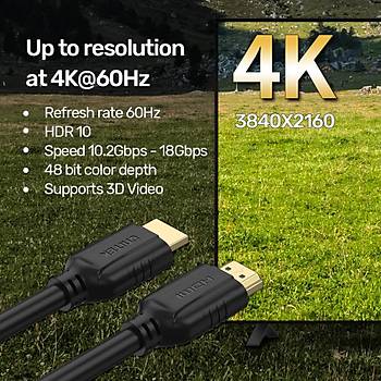 Unitek HDMI Kablo v2.0 4K&60Hz 5Mt (C11079BK-5M)