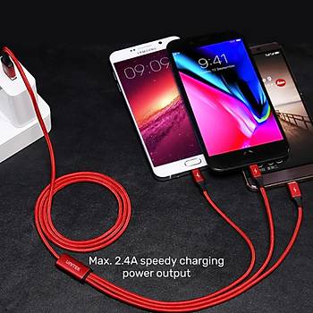 Unitek USB-A to 3in1 H�zl� �arj Destekli 2.4A 1.2Mt �oklu �arj Kablosu (C14049BK)