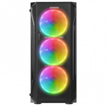Everst X-RACER Mesh 600W  4x12cm RGB Fan Temperli Cam Yan Panel ATX Gaming  Kasa