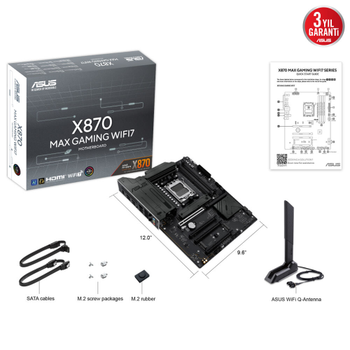 Asus X870 Max Gaming WIFI7 AMD AM5 4xDDR5 ATX Anakart