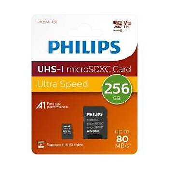 Philips FM25MP45B/00 256GB Class10 UHS-I U1 TF Adaptörlü Micro SDXC Hafıza Kartı