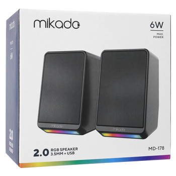 Mikado MD-178 6W 1+1 Masa�st� RGB Ayd�nlatma USB Siyah Kasa Speaker
