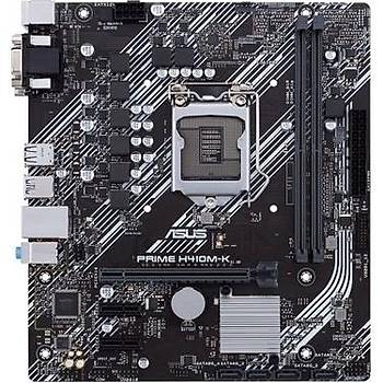 Asus Prime H410M-K Intel H410 LGA1200 DDR4 2933 DVI VGA USB3.2 Matx 64GB Ram Deste�i Anakart