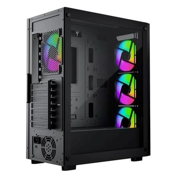 GameBooster Raider E651B 650W 80+ Beyaz USB 3.0 Mesh 4*Rainbow Fanl� Mid-T E-ATX Gaming Siyah Kasa