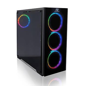 Power Boost VK-G3902S USB3.0 Glass Halo Rainbow RGB Fan Kasa Masaüstü Bilgisayar