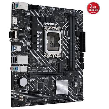 Asus Prime H610M-D D4 3200(OC) VGA HDMI DP M.2 mATX 1700p Anakart