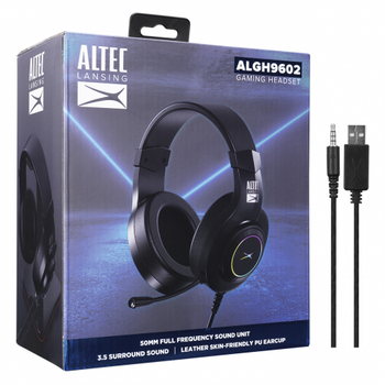 Altec Lansing ALGH9602 Siyah PS4/XBOX/Mobil  Uyumlu USB+3.5mm Rainbow Aydnlatma USB Kablolu Gaming Mikrofonlu Kulaklk