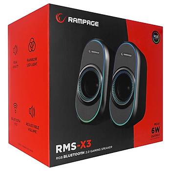 Rampage RMS-X3 2.0 6W Bluetooth Siyah Multimedia RGB I��kl� Gaming USB Speaker