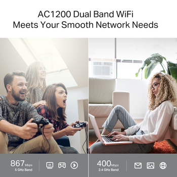TP-Link Archer C64 AC1200 4Port 867Mbps Dual Band WiFi Masa�st� Gigabit Router Access Point