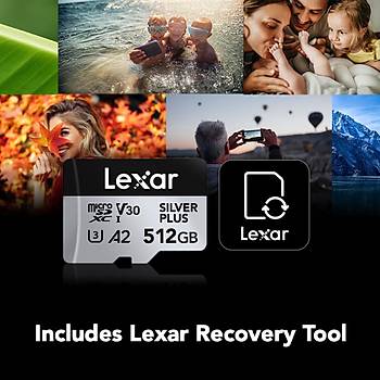 Lexar Professional Silver PlusLMSSIPL512G-BNANG Class10 UHS-I U3 512 GB Micro SD Kart