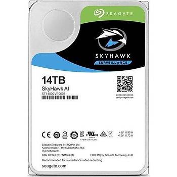 Seagate Skyhawk 3.5 14TB ST14000VE0008 Sata 3.0 256MB 210MB/S RV Sensör 7200RPM HDD & Harddisk