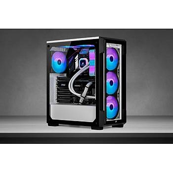 Corsair CC-9011191-WW Icue 220T RGB Cam On Panel Temperli Cam Yan Panel Mid Tower Oyuncu Bilgisayar Kasas Beyaz