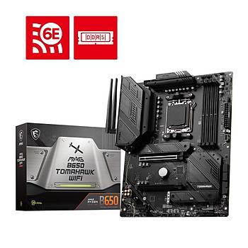 MSI MAG B650 TOMAHAWK WIFI AM5 DDR5 6600MHZ(OC) HDMI DP M.2 USB3.2 2.5G LAN WIFI 6E ATX ANAKART
