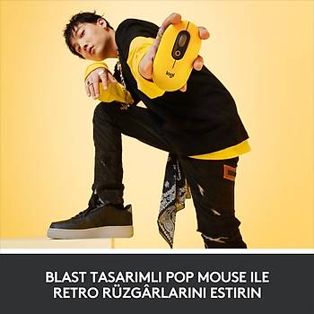 Logitech Pop Kablosuz Mouse Emojili - Sar & Siyah 910-006546